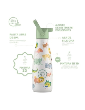 Termo Cool Bottles de acero inoxidable Kids african safari con tapa rosca 260 ml