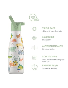 Termo Cool Bottles de acero inoxidable Kids african safari con tapa rosca 260 ml