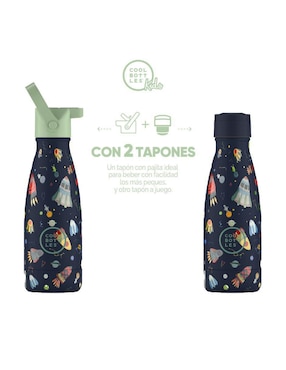Termo Cool Bottles de acero inoxidable Kids space rockets con tapa rosca 260 ml