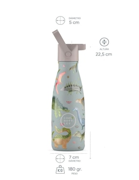 Termo Cool Bottles de acero inoxidable Kids dinos planet con tapa rosca 260 ml