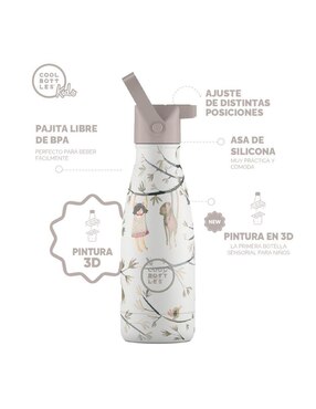 Termo Cool Bottles de acero inoxidable Kids Hanging Friends con tapa rosca 260 ml