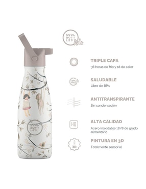 Termo Cool Bottles de acero inoxidable Kids Hanging Friends con tapa rosca 260 ml