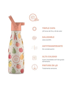Termo Cool Bottles de acero inoxidable Kids fruit salad con tapa rosca 260 ml