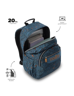 Mochila escolar Totto acuarela impermeable para niño