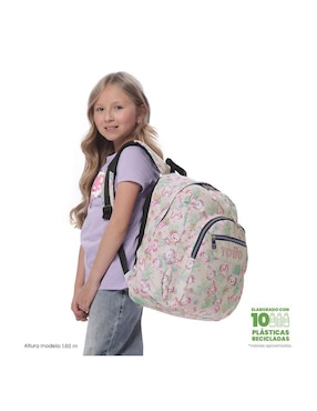 Mochila escolar ajolote Totto acuarela impermeable para niña