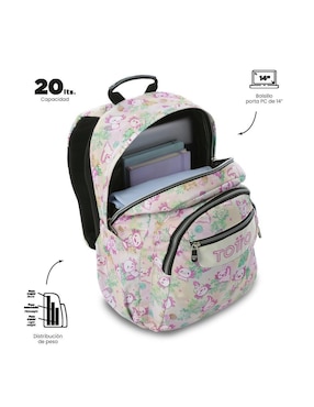 Mochila escolar ajolote Totto acuarela impermeable para niña