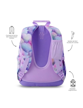 Mochila escolar Totto acuarela impermeable para niña