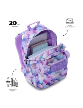 Mochila escolar Totto acuarela impermeable para niña