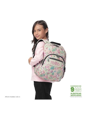 Mochila escolar ajolote Totto gommas impermeable para niña