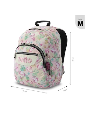 Mochila escolar ajolote Totto gommas impermeable para niña