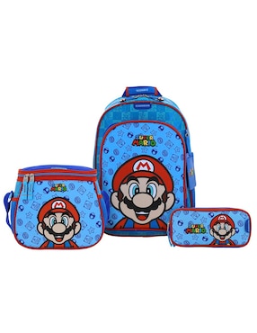 Set mochila escolar Mario Bros Chenson Flep para niño