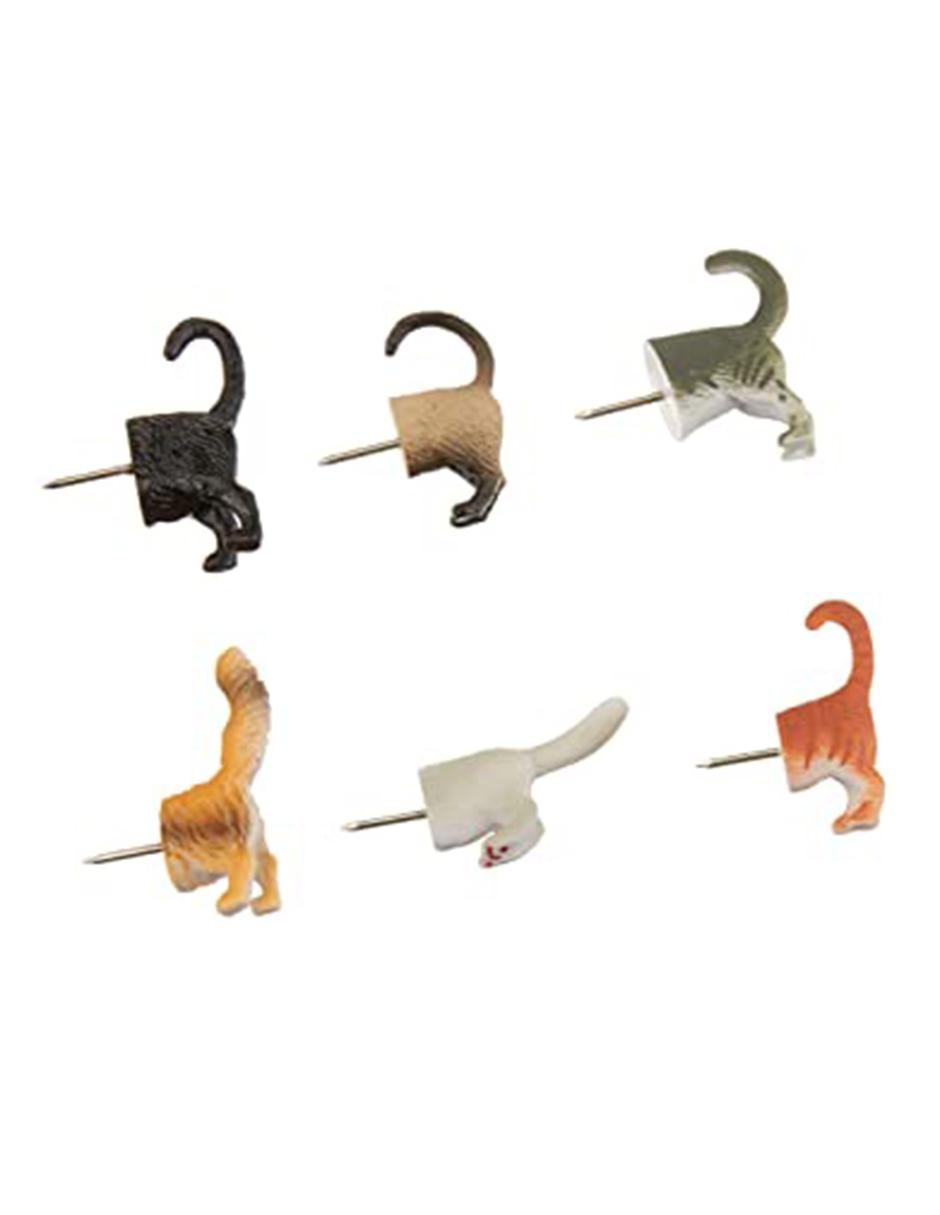 Juego de 6 tachuelas con diseño de colitas de gato