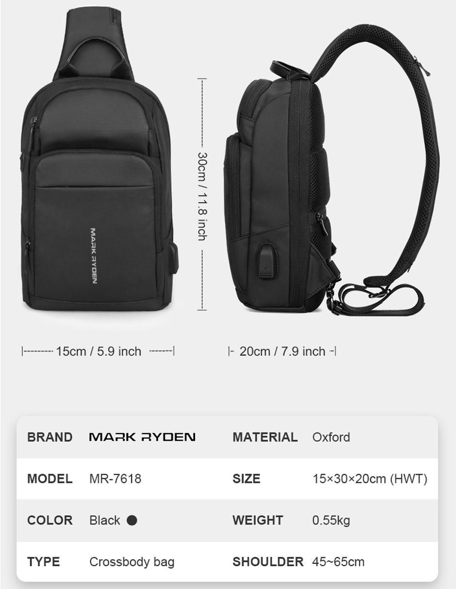 Mochila bandolera impermeable unisex 10