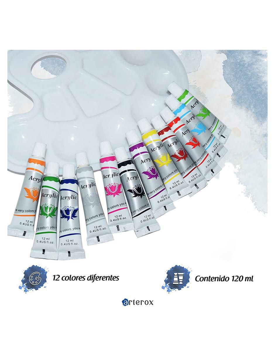 Arterox Set de Pintura Acrilica para Artistas. Kit de Pinturas Acrílicas  disponible en 12 y 24 colores diferentes. Pinturas Acrilicas Set  Multicolor.