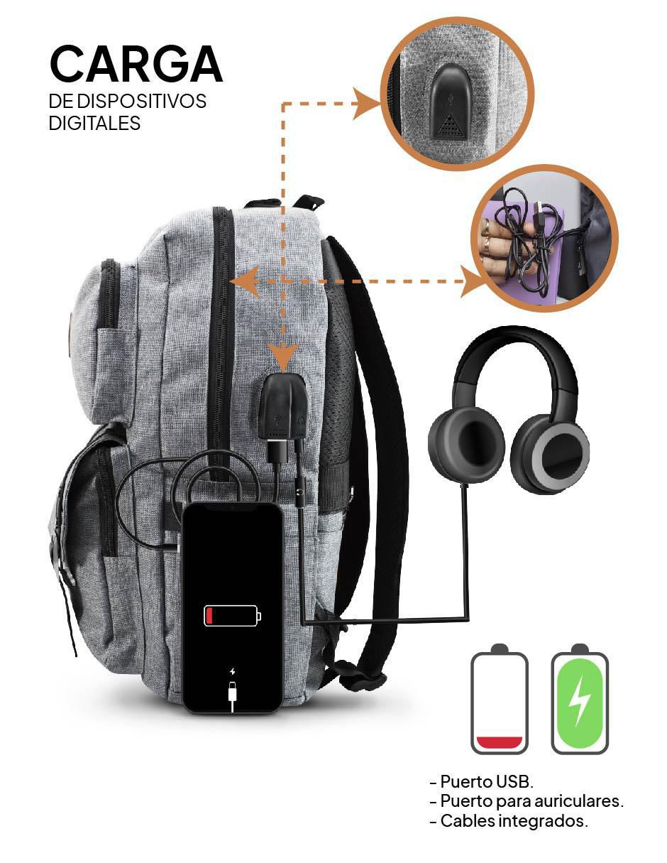 Mochila con portalaptop impermeable unisex 10