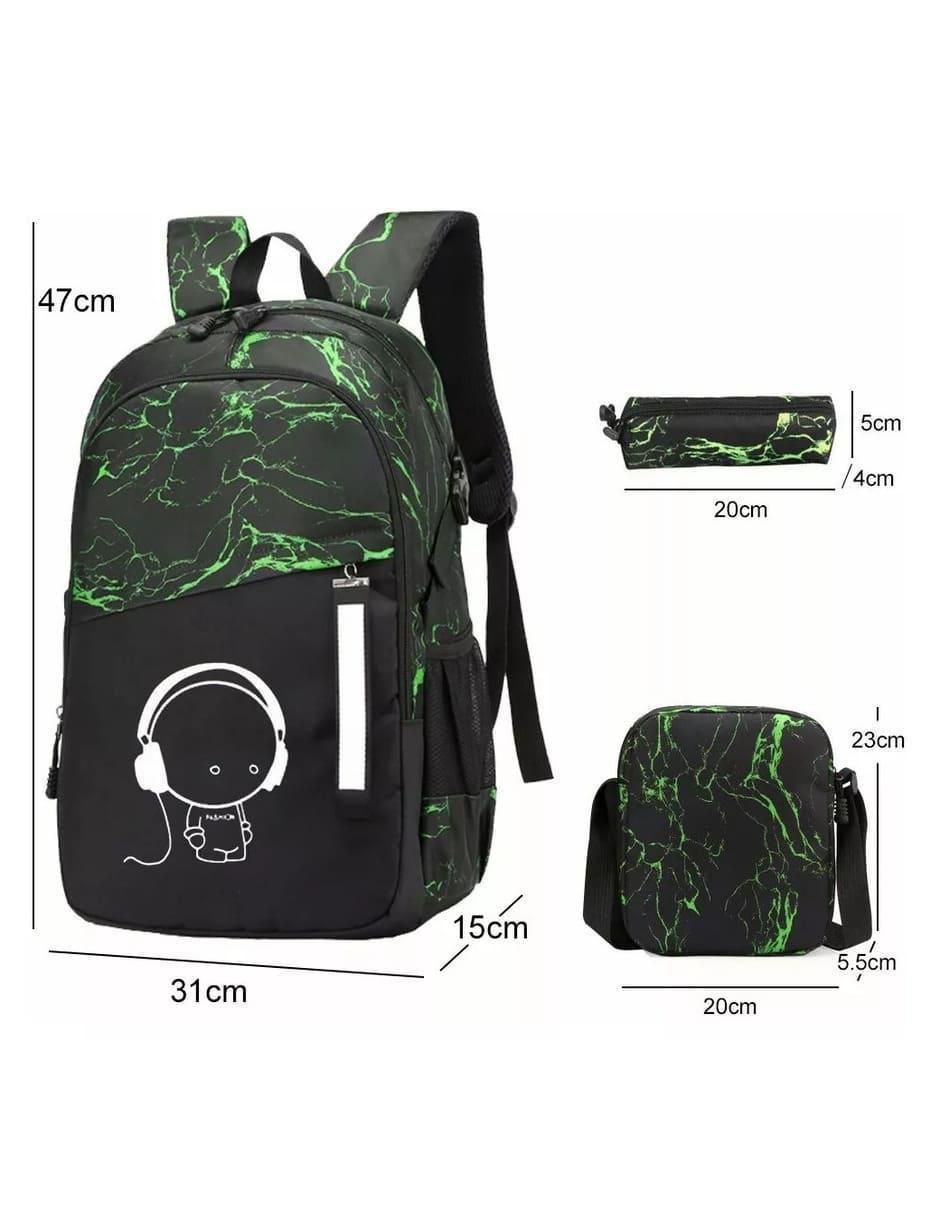 Set mochila escolar impermeable unisex 2