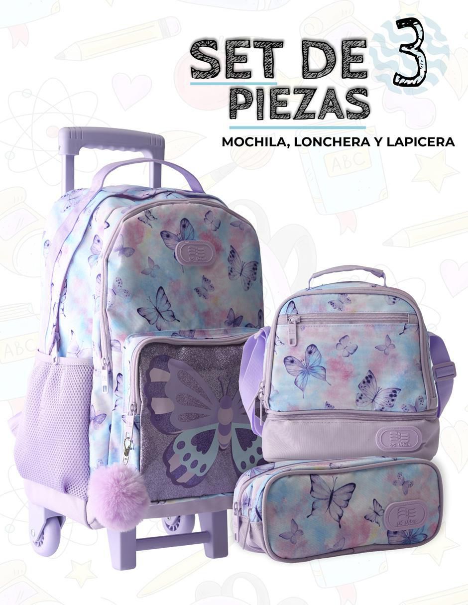 Set mochila escolar Mariposa unisex 3