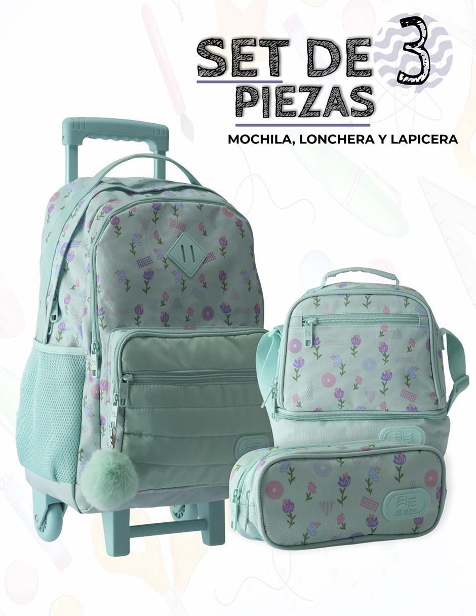 Set mochila escolar Flores unisex 2