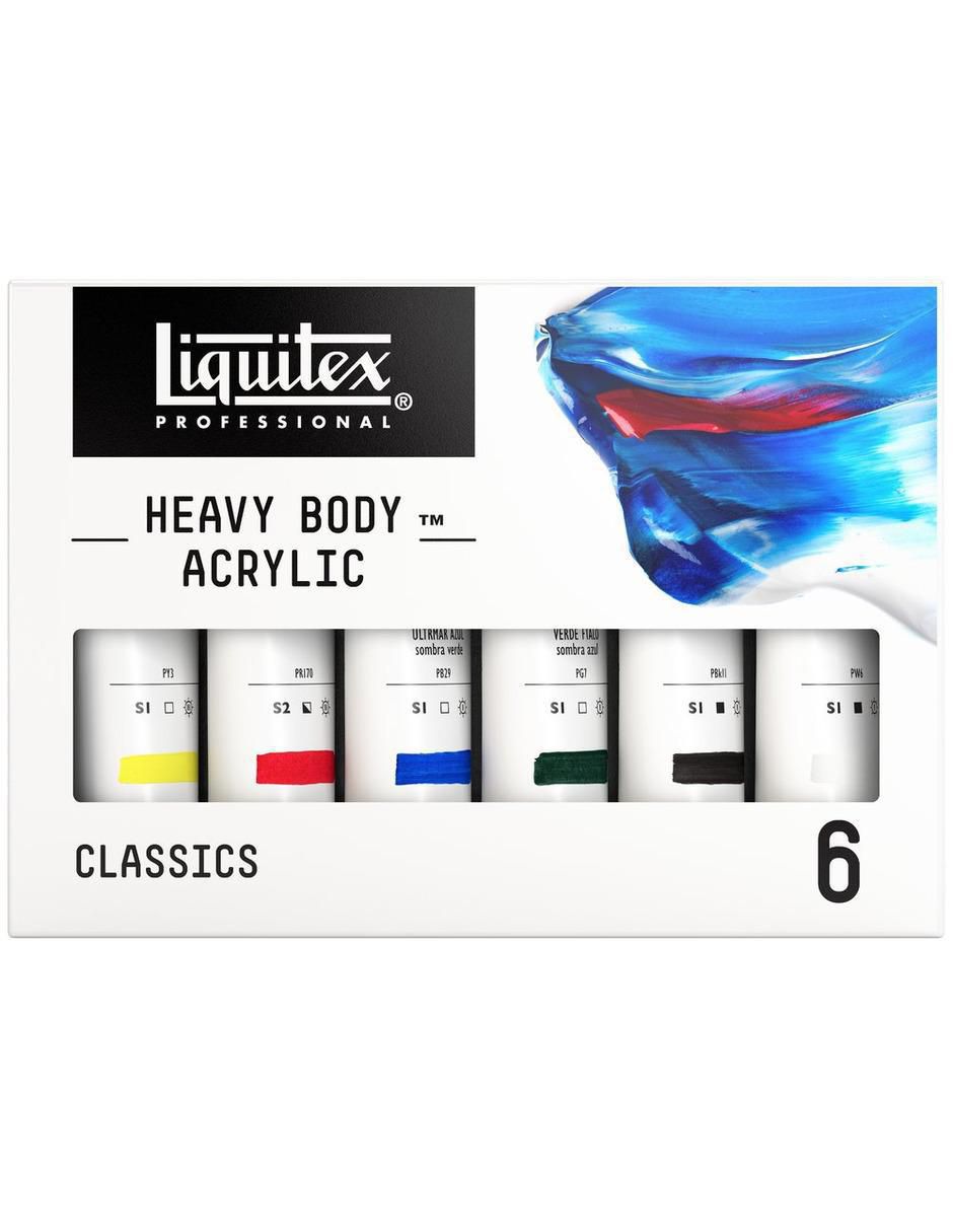 Set de pinturas acrílicas Heavy Body 6 piezas 2