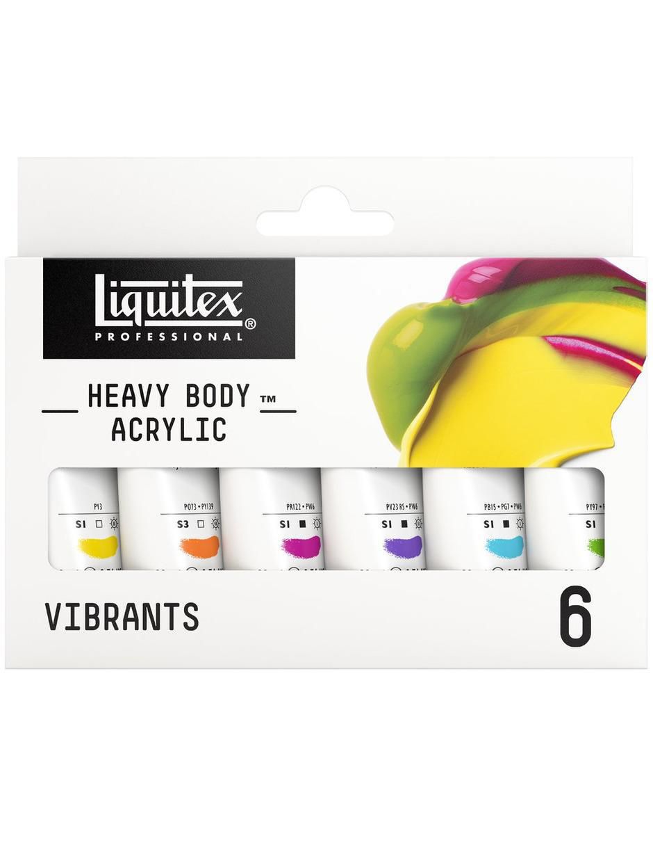 Set de pinturas acrílicas Heavy Body 6 piezas 2