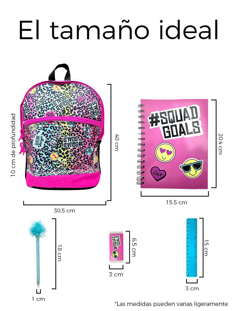 Set mochila escolar Emoji para niña 5