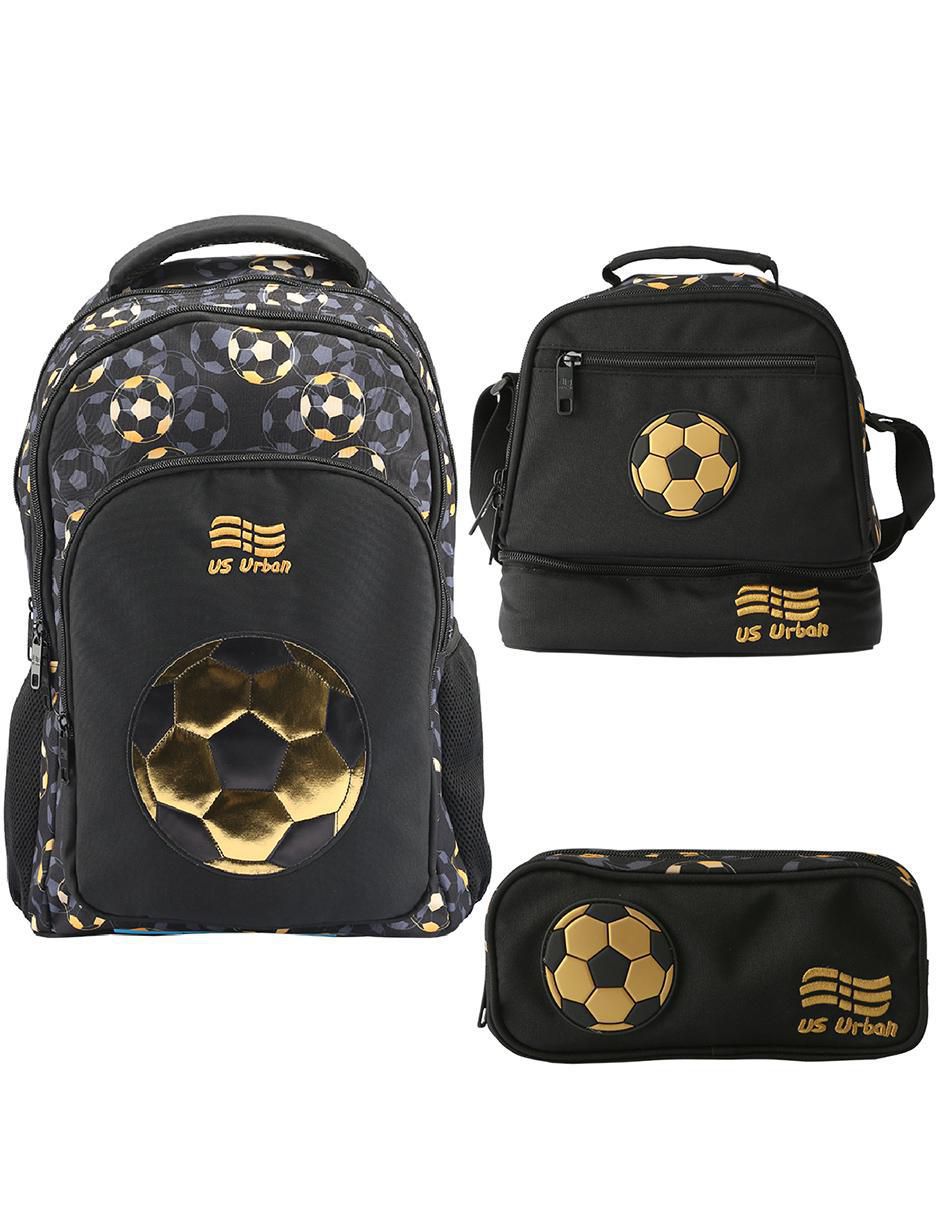 Set mochila escolar Soccer Balón Dorado para niño