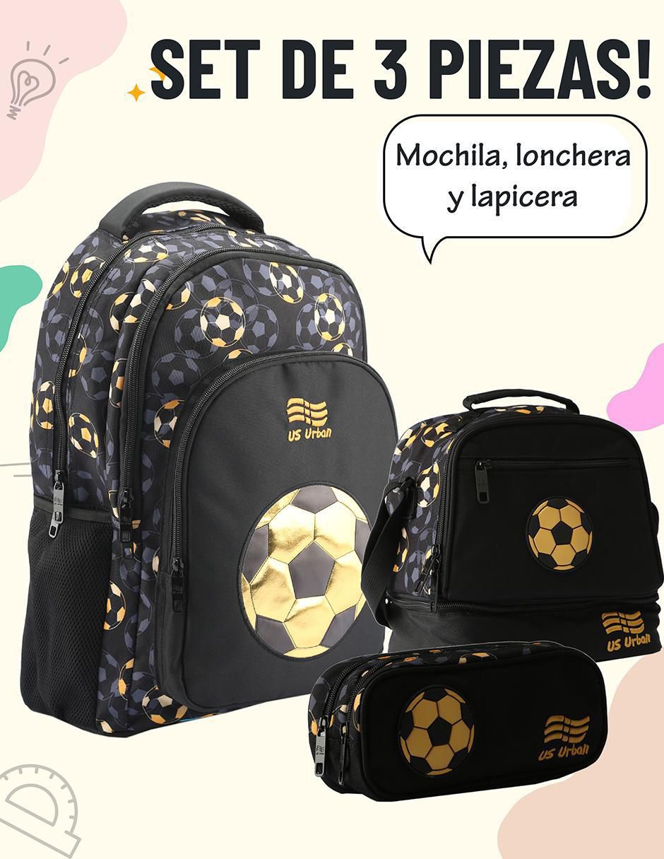 Set mochila escolar Soccer Balón Dorado para niño 3