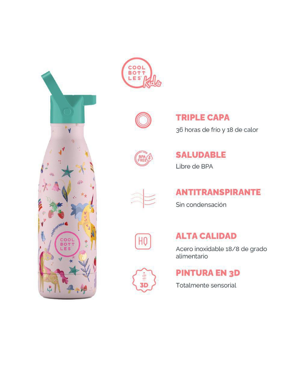 Termo de acero inoxidable Kids Unicornios Divertidos con tapa rosca 350 ml 4