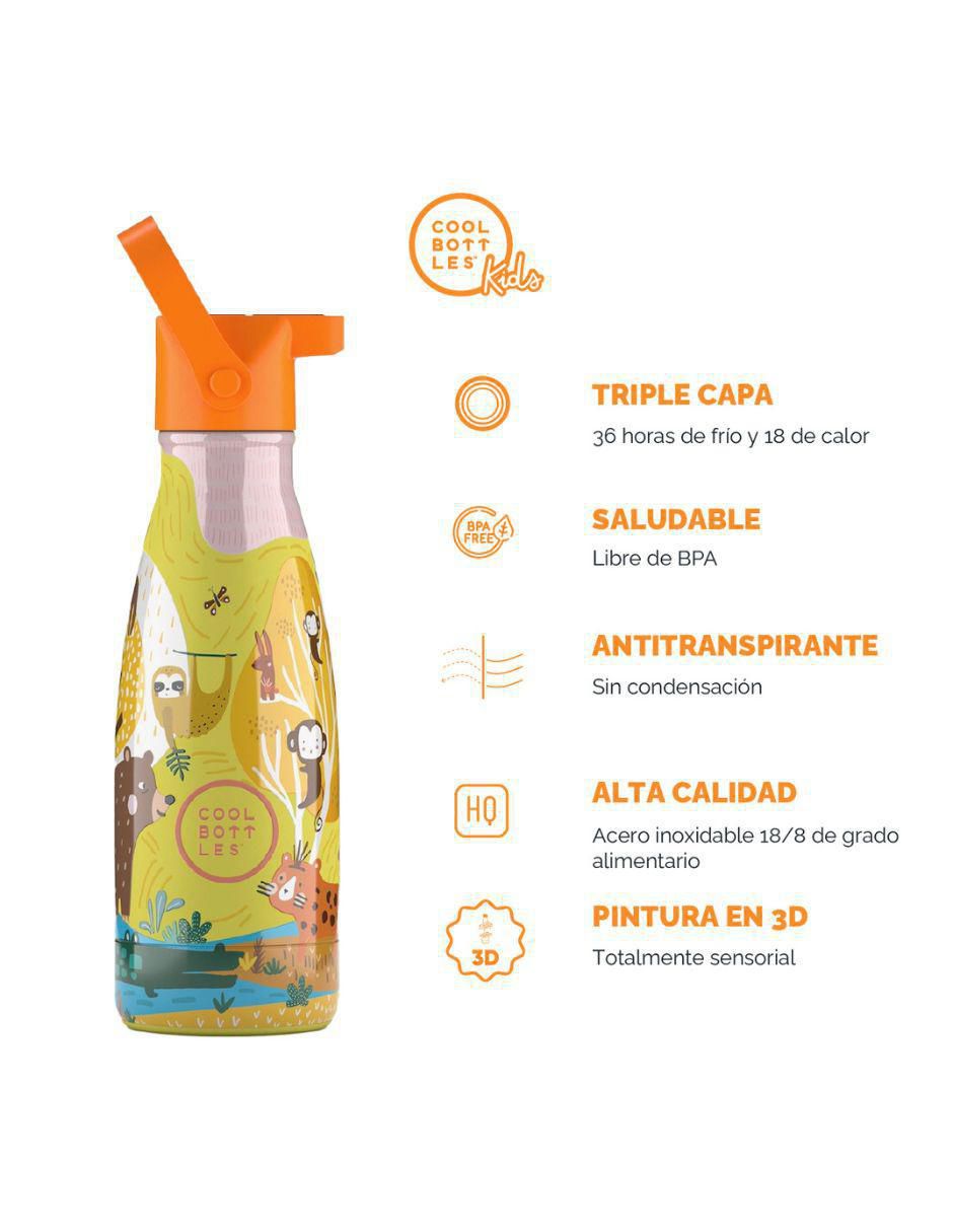 Termo de acero inoxidable Kids Jungle Park con tapa rosca 260 ml 4