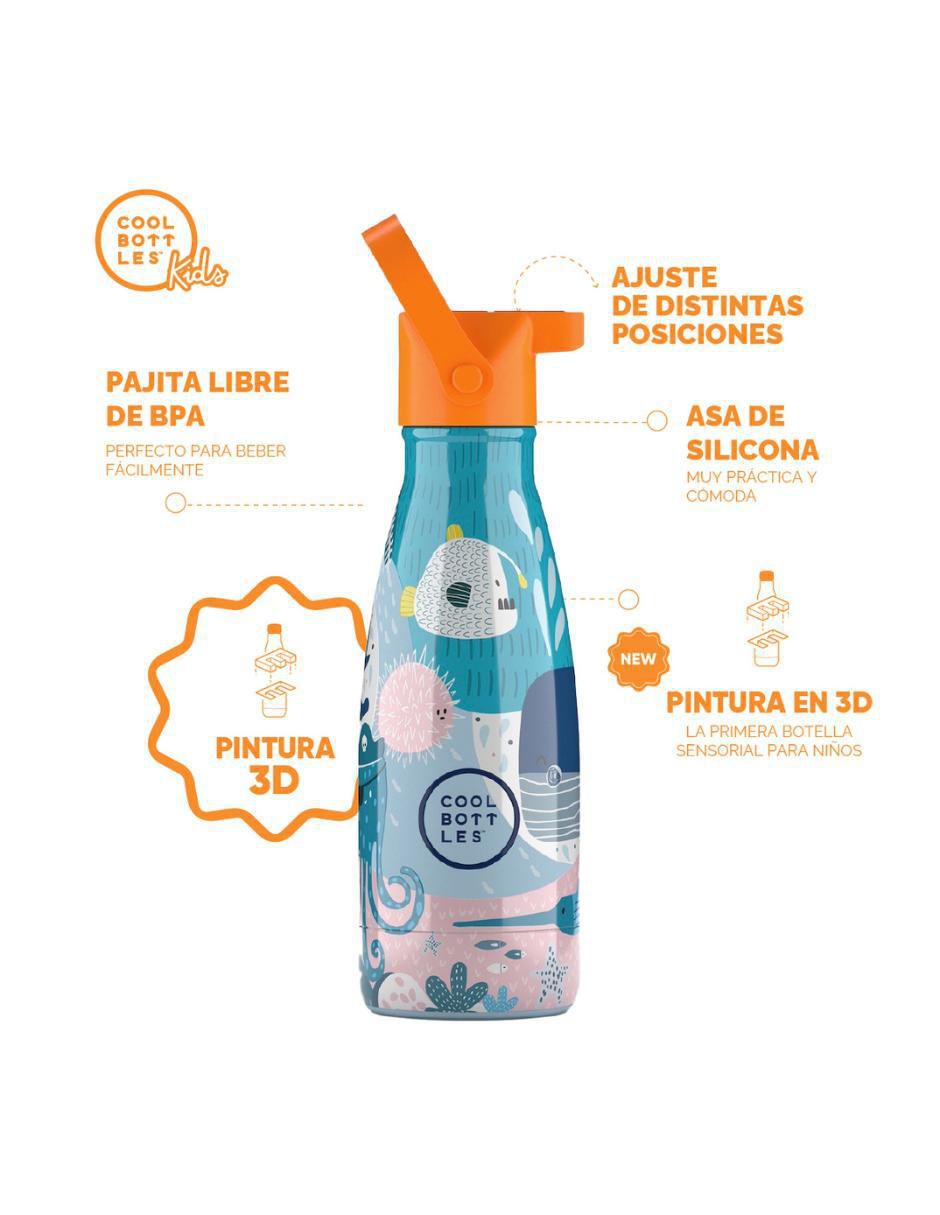 Termo de acero inoxidable Kids sea world con tapa rosca 260 ml 3
