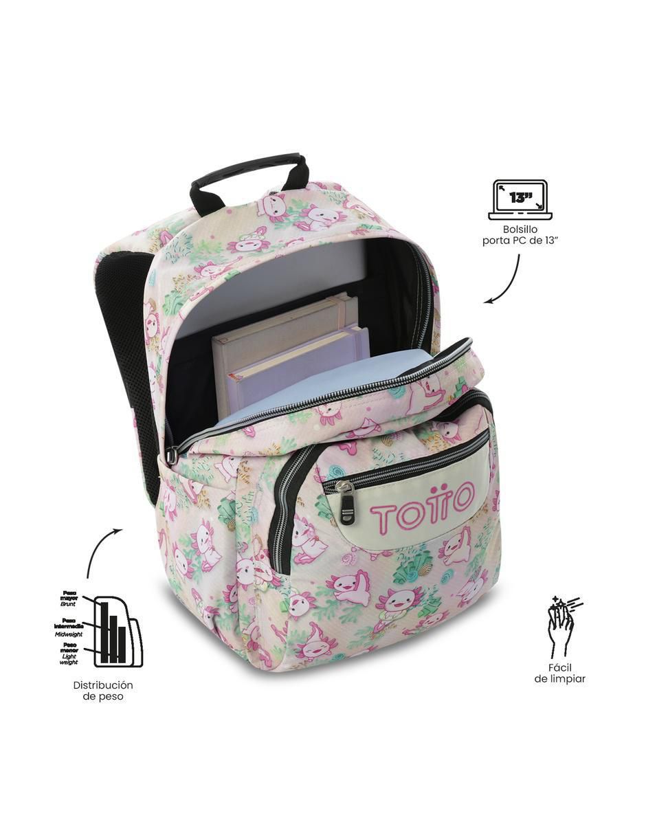 Mochila escolar ajolote gommas impermeable para niña 4