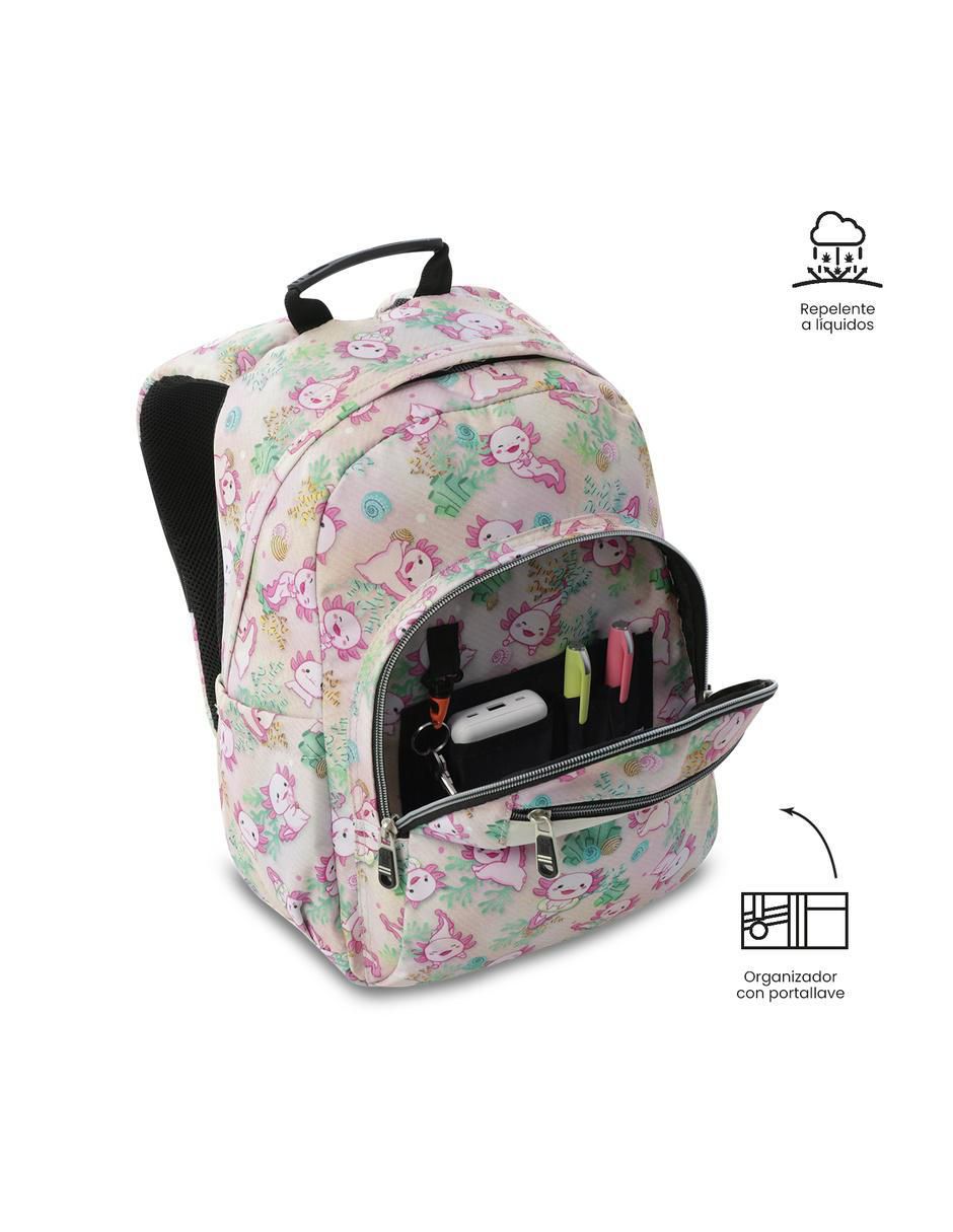 Mochila escolar ajolote gommas impermeable para niña 5