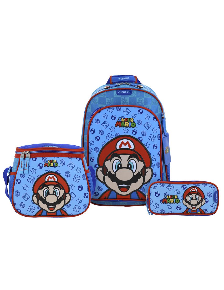 Set mochila escolar Mario Bros Flep para niño