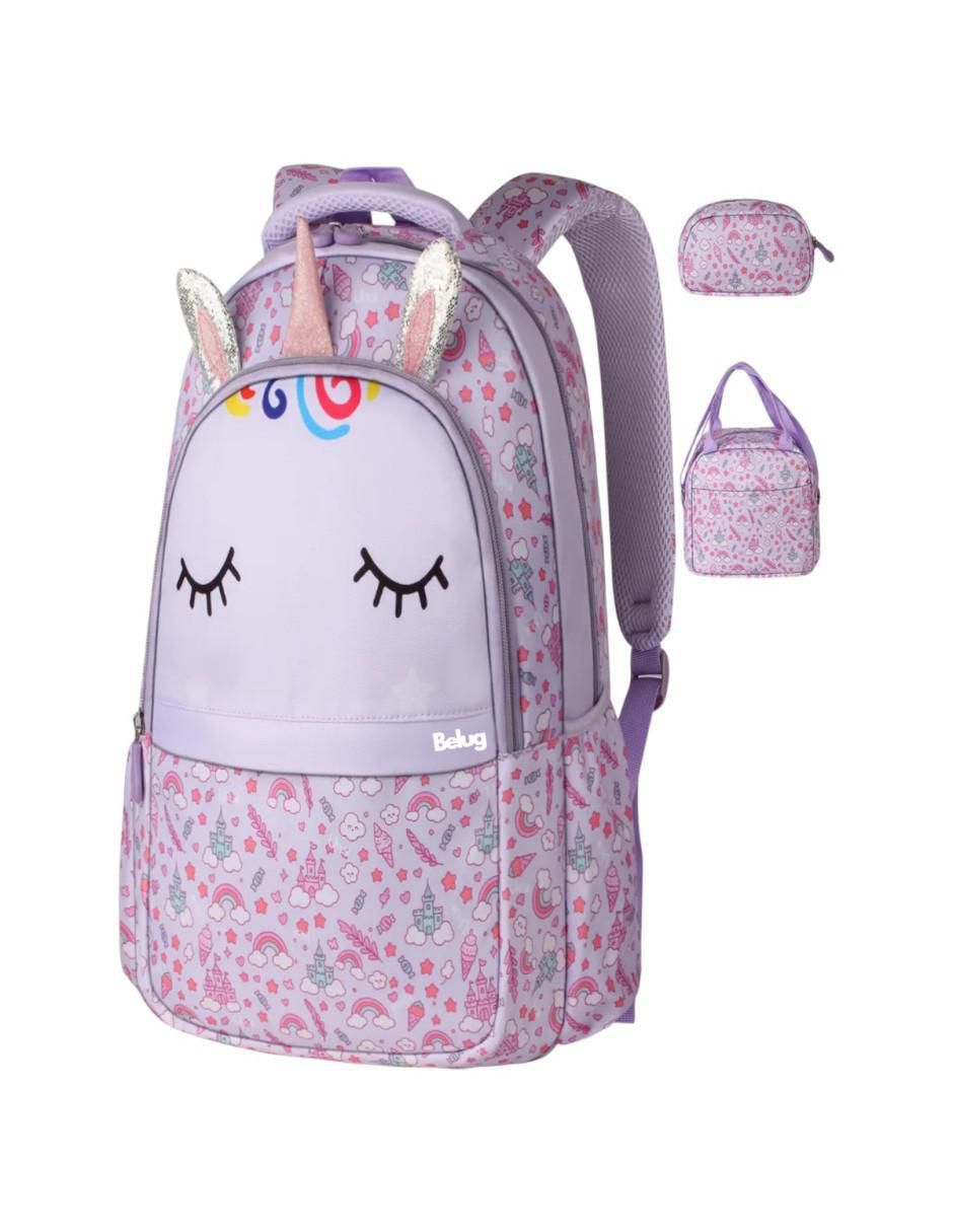 Set mochila escolar unicornio impermeable para niña Set mochila escolar unicornio impermeable para niña