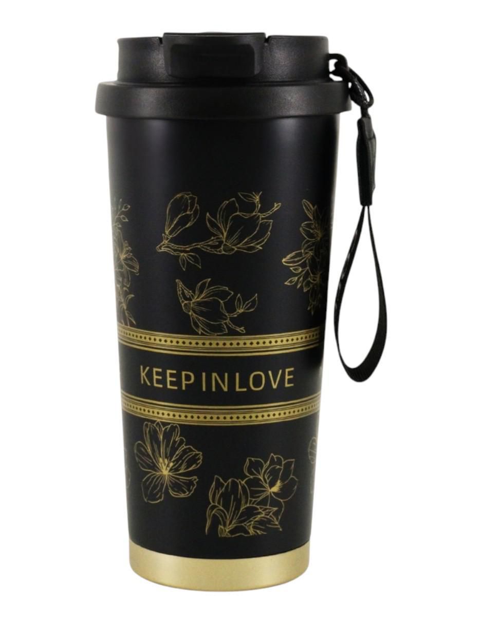 Termo cm-top "de" acero inoxidable con diseño floral "con tapa" rosca sin tamaño