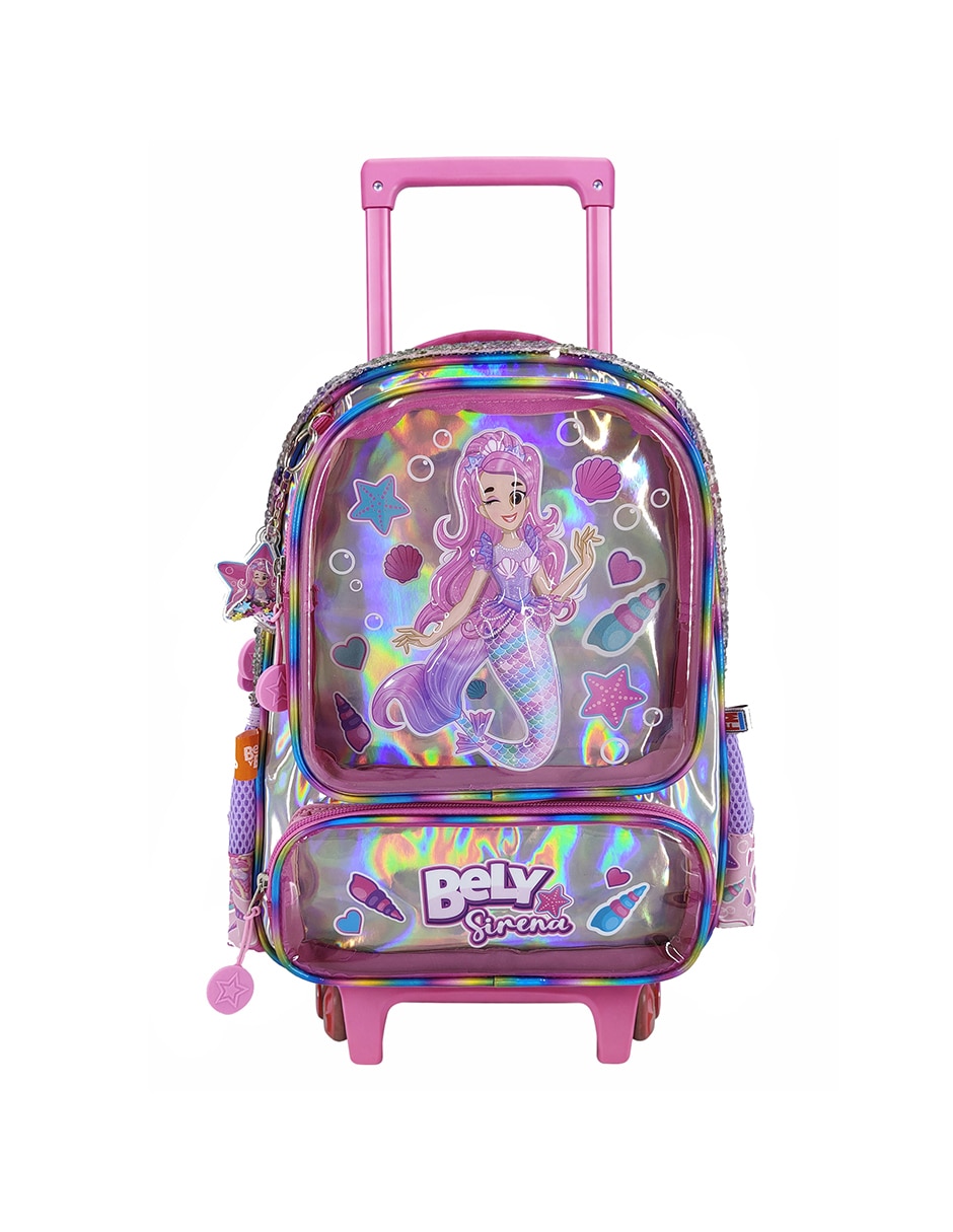 Mochila con ruedas escolar bely y beto sirena bely para niña