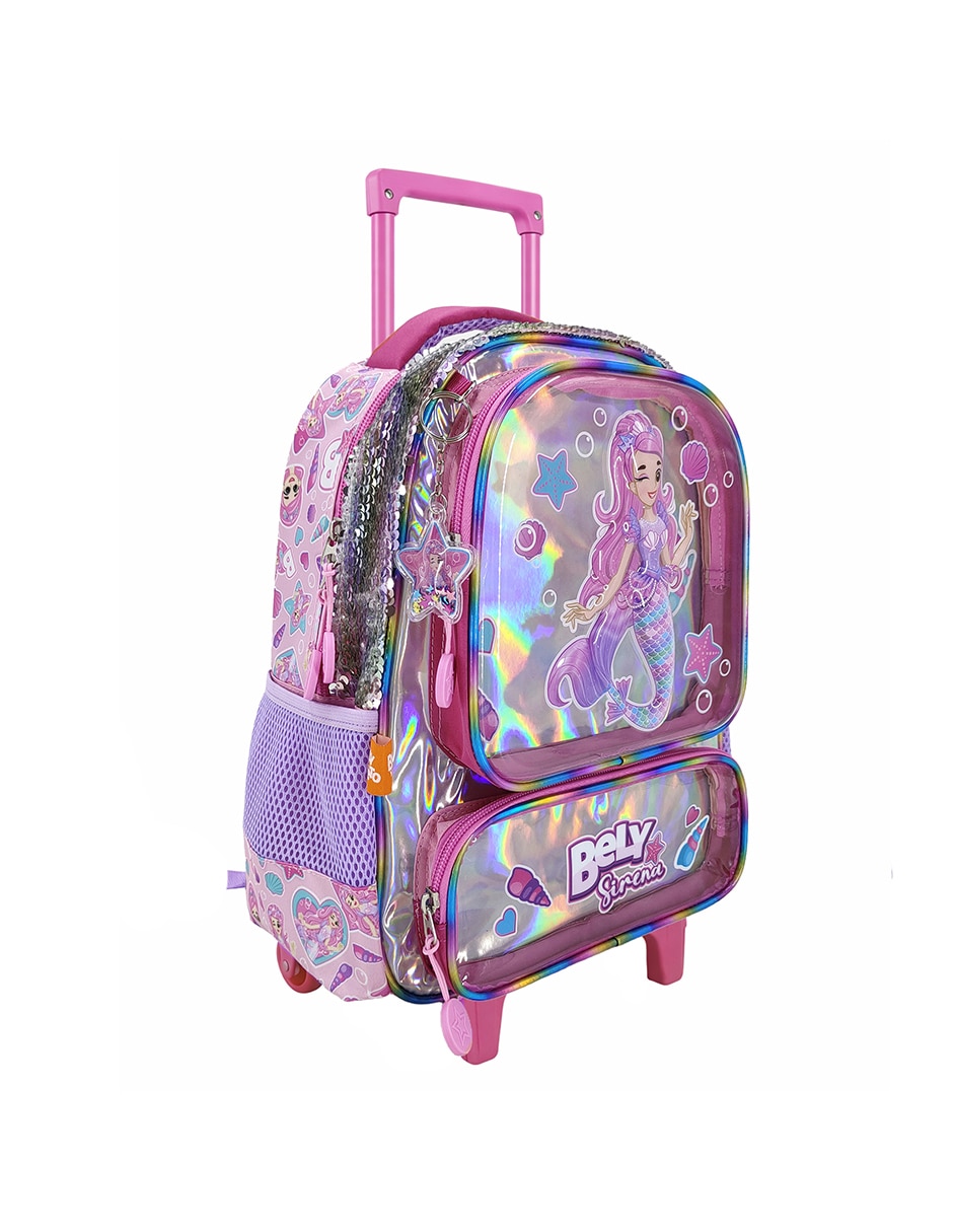 Mochila con ruedas escolar bely y beto sirena bely para niña 4