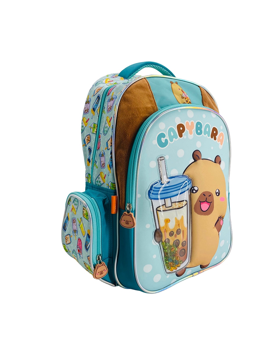 Mochila escolar capibara capy bobba tea unisex 4