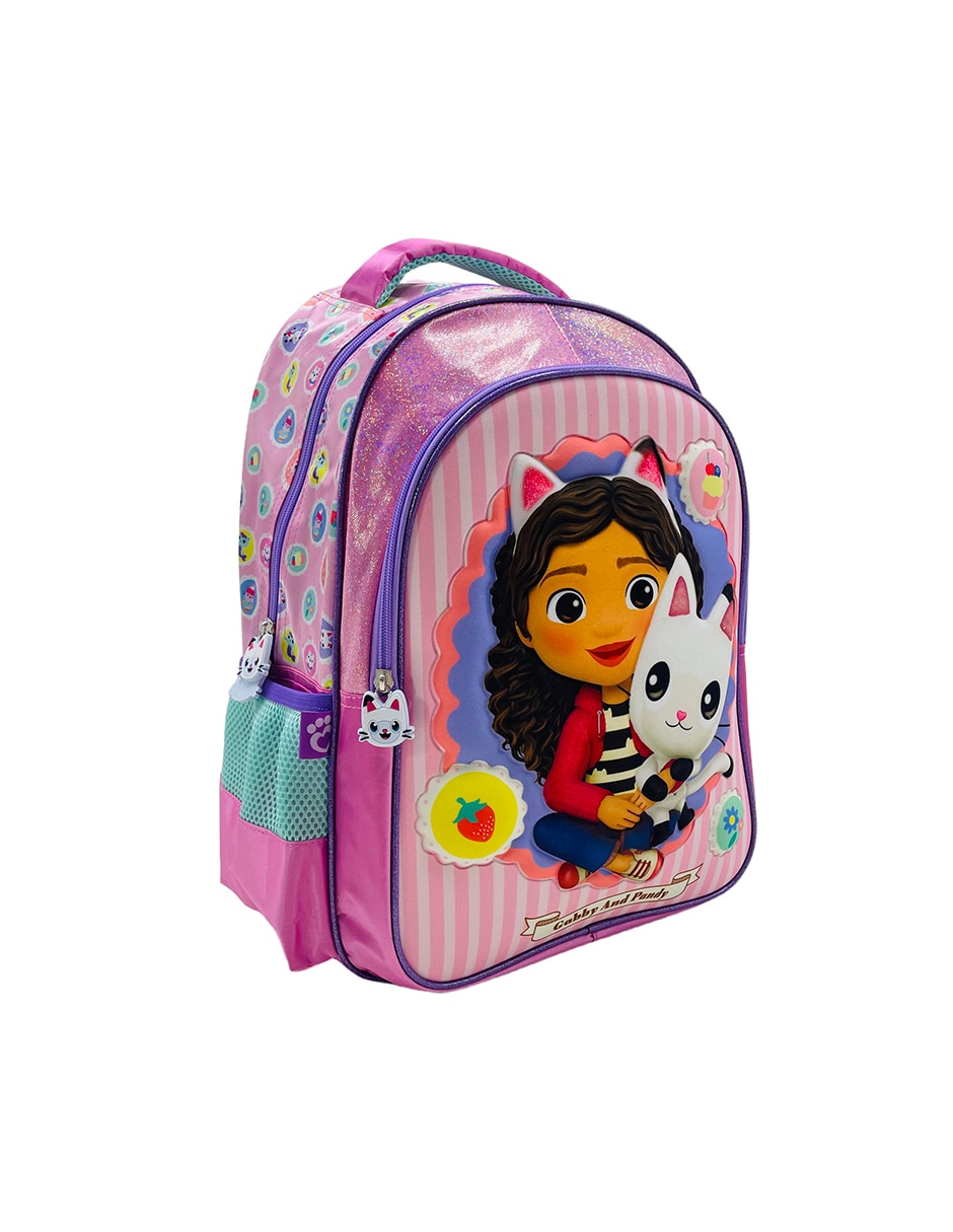 Mochila escolar gabby's dollhouse patches para niña 4