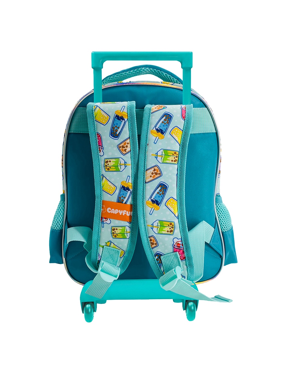 Mochila con ruedas escolar capibara capy bobba tea unisex 2