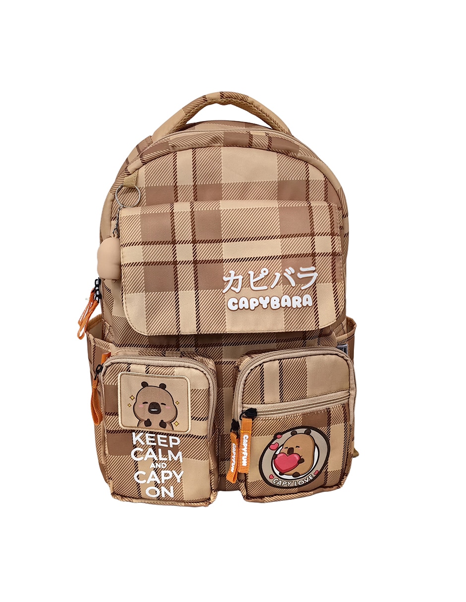 Mochila escolar capibara tartan capy unisex Mochila escolar capibara tartan capy unisex