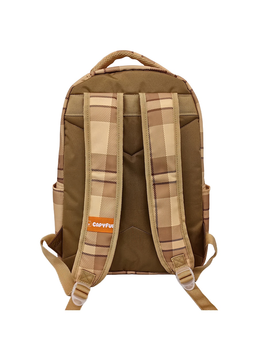 Mochila escolar capibara tartan capy unisex 2