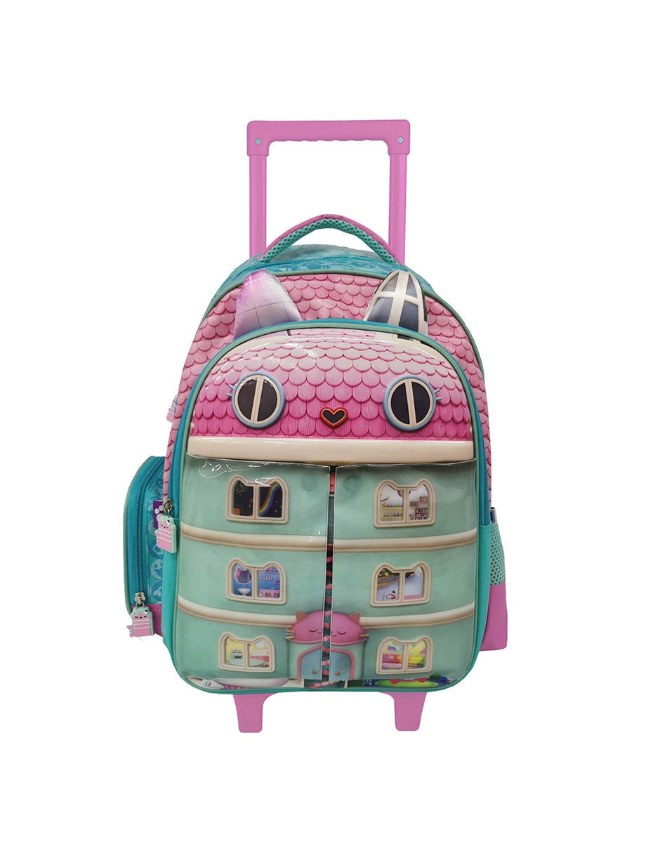 Mochila con ruedas escolar gabby's dollhouse welcome to the doll house para niña