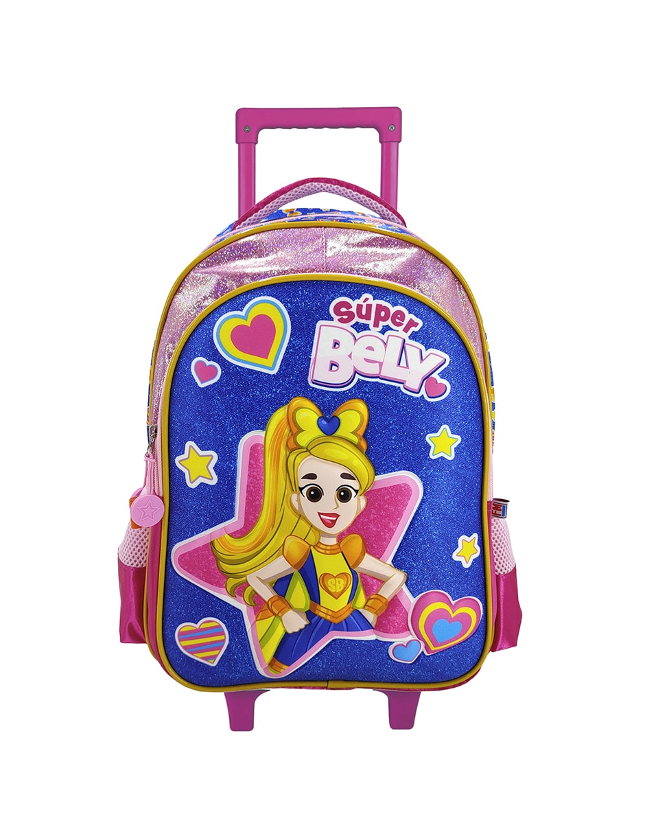Mochila con ruedas escolar bely y beto super bely para niña